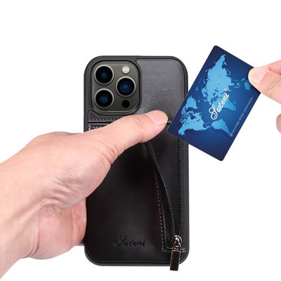 Неподдельный кожаный случай бумажника Iphone случаев телефона роскошный современный