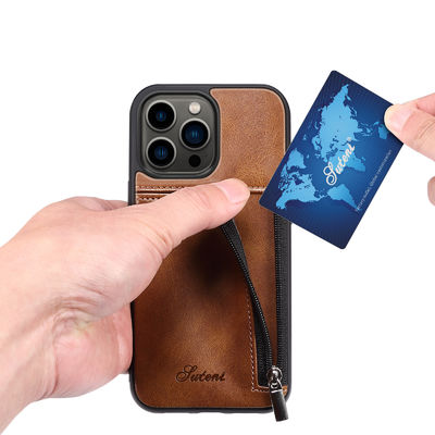 Неподдельный кожаный случай бумажника Iphone случаев телефона роскошный современный