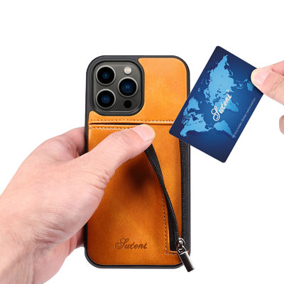 Неподдельный кожаный случай бумажника Iphone случаев телефона роскошный современный