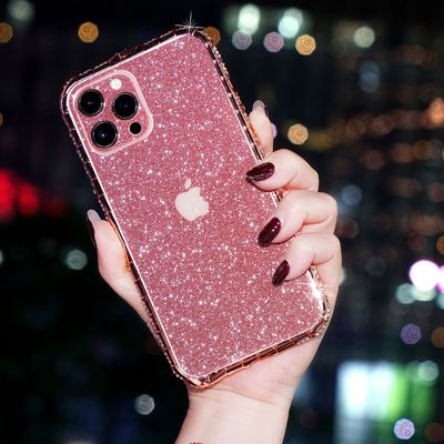 Luxury Glitter Bling Diamond Прозрачный мягкий телефонный чехол для iPhone 14 13 12 Pro Max 11 XS XR 8 Plus
